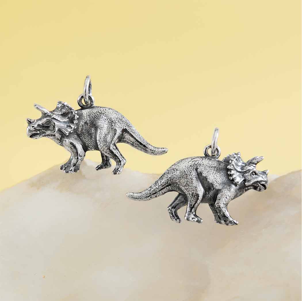 Sterling Silver Triceratops Dinosaur Charm