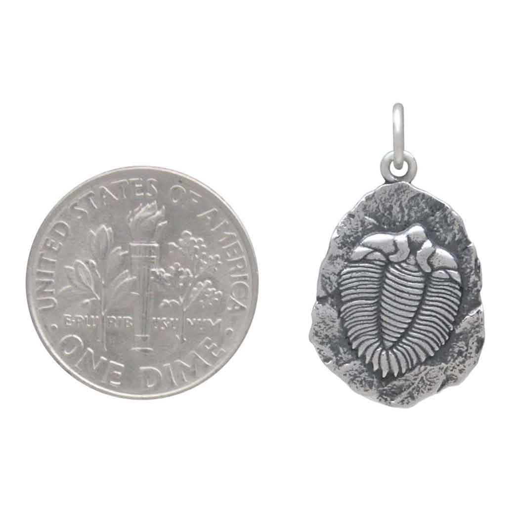 Sterling Silver Trilobite Fossil Pendant - Poppies Jewelry