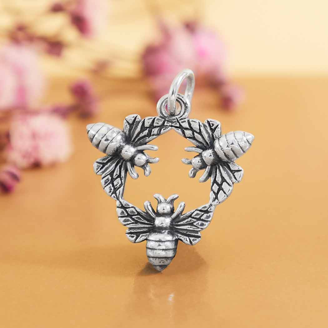 Sterling Silver Triple Bee Charm