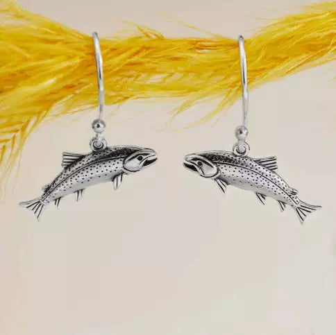 Sterling Silver Trout Dangle Earrings