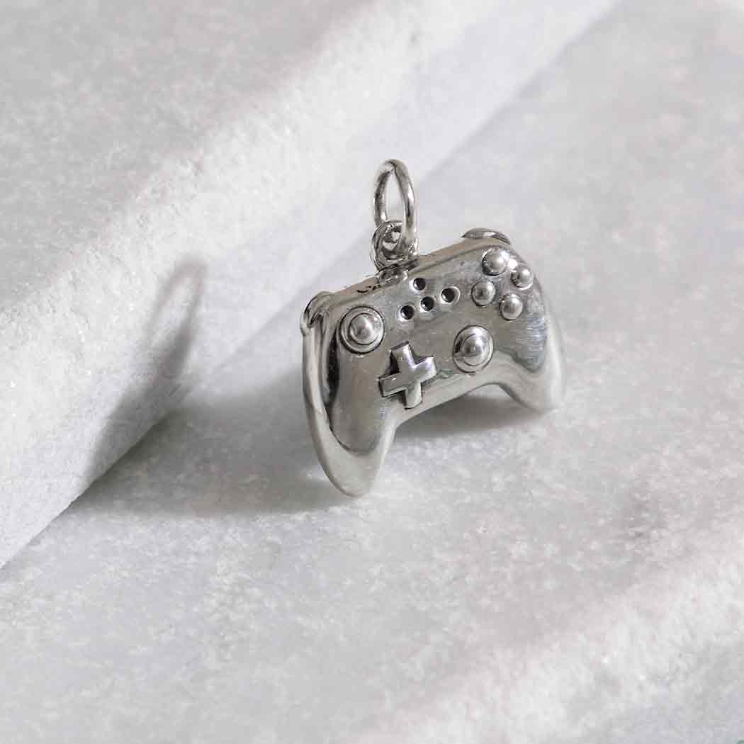 Sterling Silver Video Game Controller Charm - Poppies Jewelry