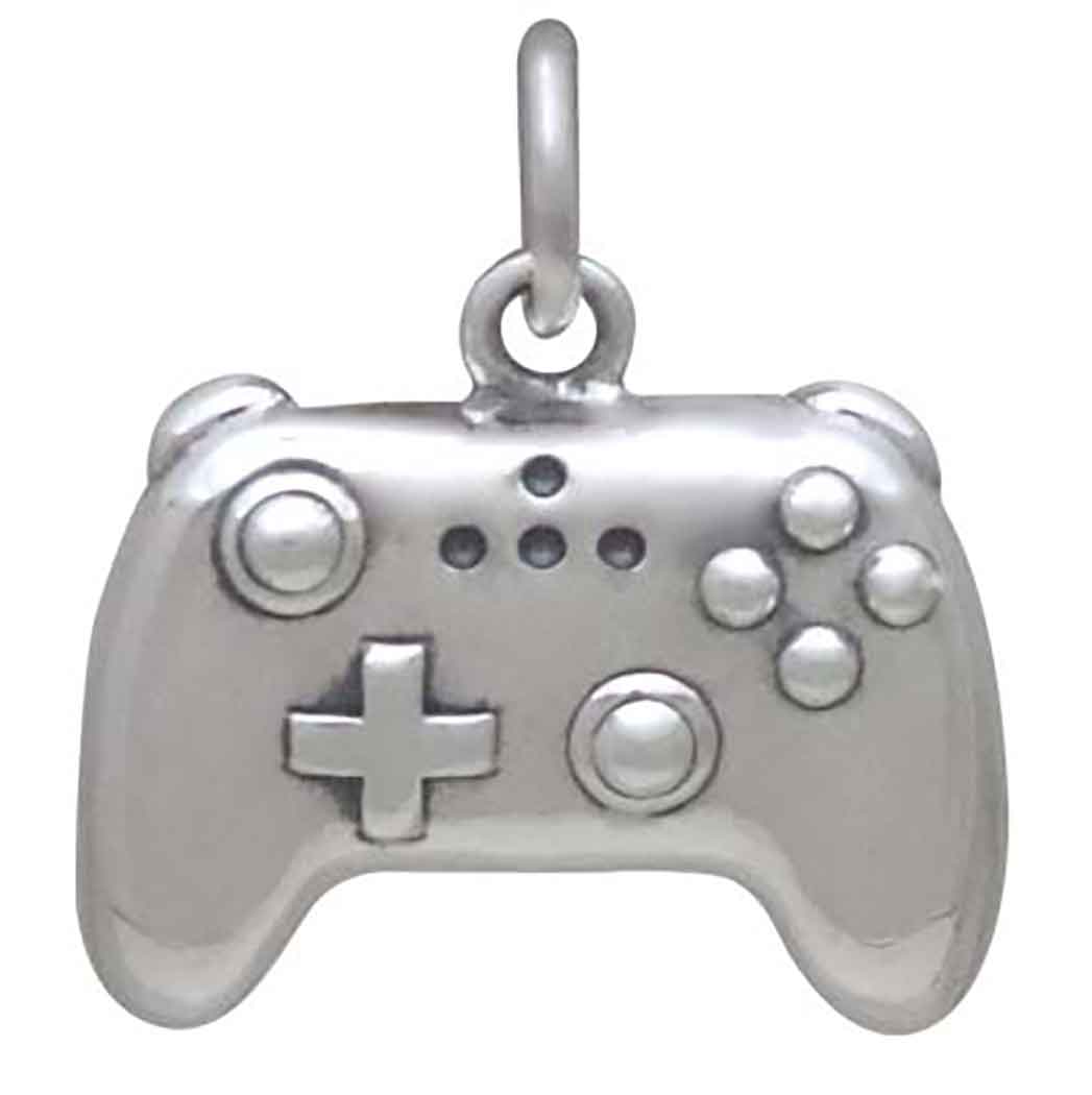 Sterling Silver Video Game Controller Charm - Poppies Jewelry