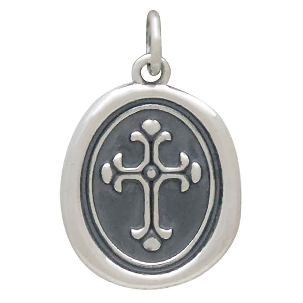 Sterling Silver Wax Seal Decorated Cross Pendant