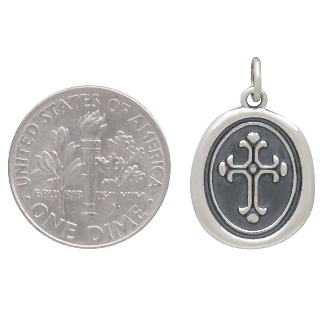 Sterling Silver Wax Seal Decorated Cross Pendant