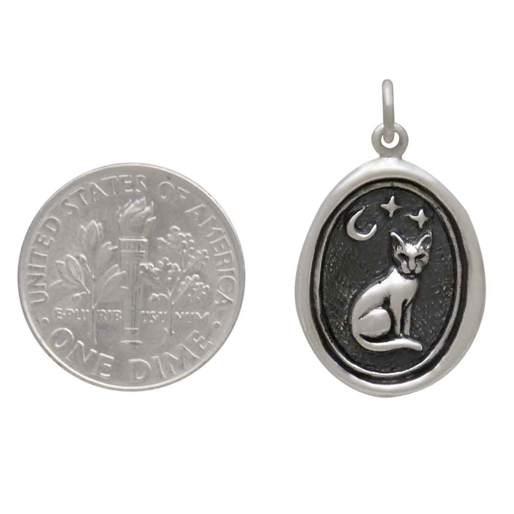 Sterling Silver Wax Seal Sitting Cat Charm - Tia Tynette Designs