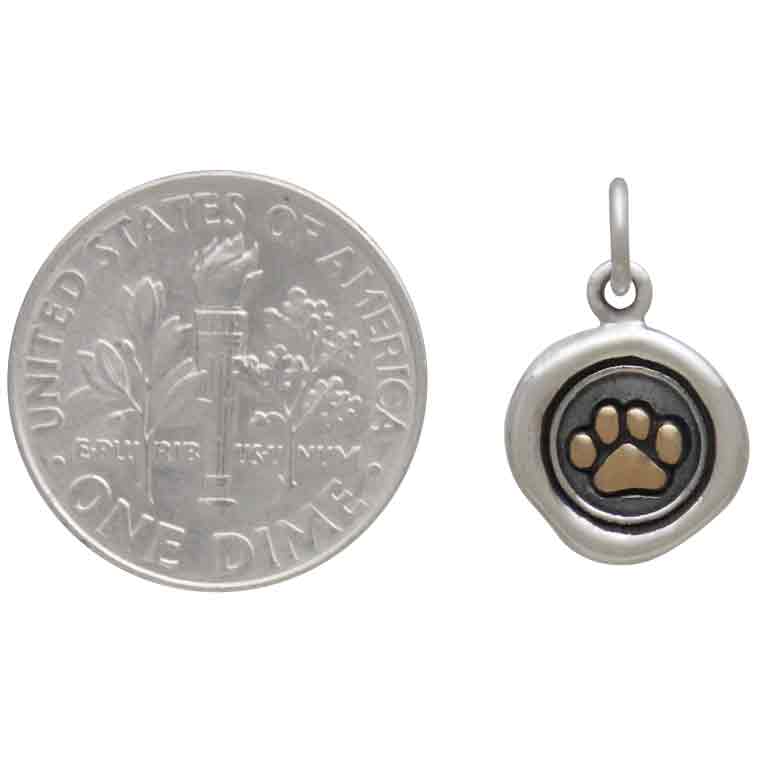 Sterling Silver Wax Seal with Bronze Paw Print Charm - Tia Tynette Designs
