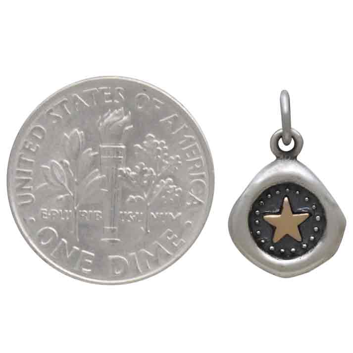 Sterling Silver Wax Seal with Bronze Star Charm - Tia Tynette Designs