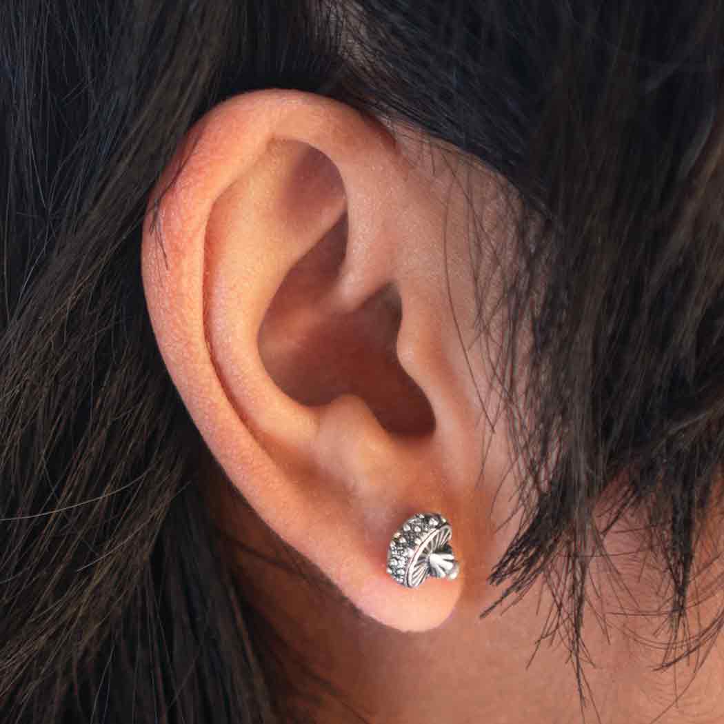 Sterling Silver Agaric Mushroom Post Earrings - Poppies Jewelry