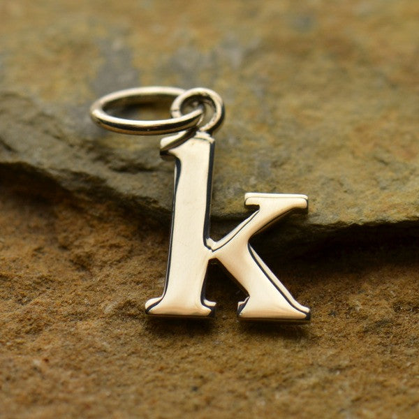 Sterling Silver Lowercase Typewriter Letter Charm - Poppies Beads n' More