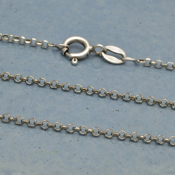 Silver Chain - 18 in. Delicate Round Faceted Cable Chain - Poppies Beads n' More