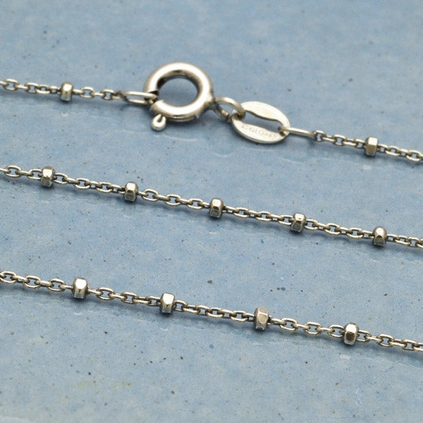 Sterling Silver Chain - Diamond Cut Station Chain - Poppies Beads n' More