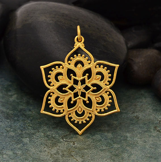 Openwork Lotus Mandala Pendant - Poppies Beads n' More