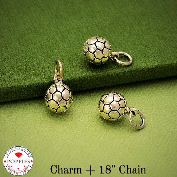 Sterling Silver 3D Soccer Charm - Sports Charms - Poppies Beads n' More