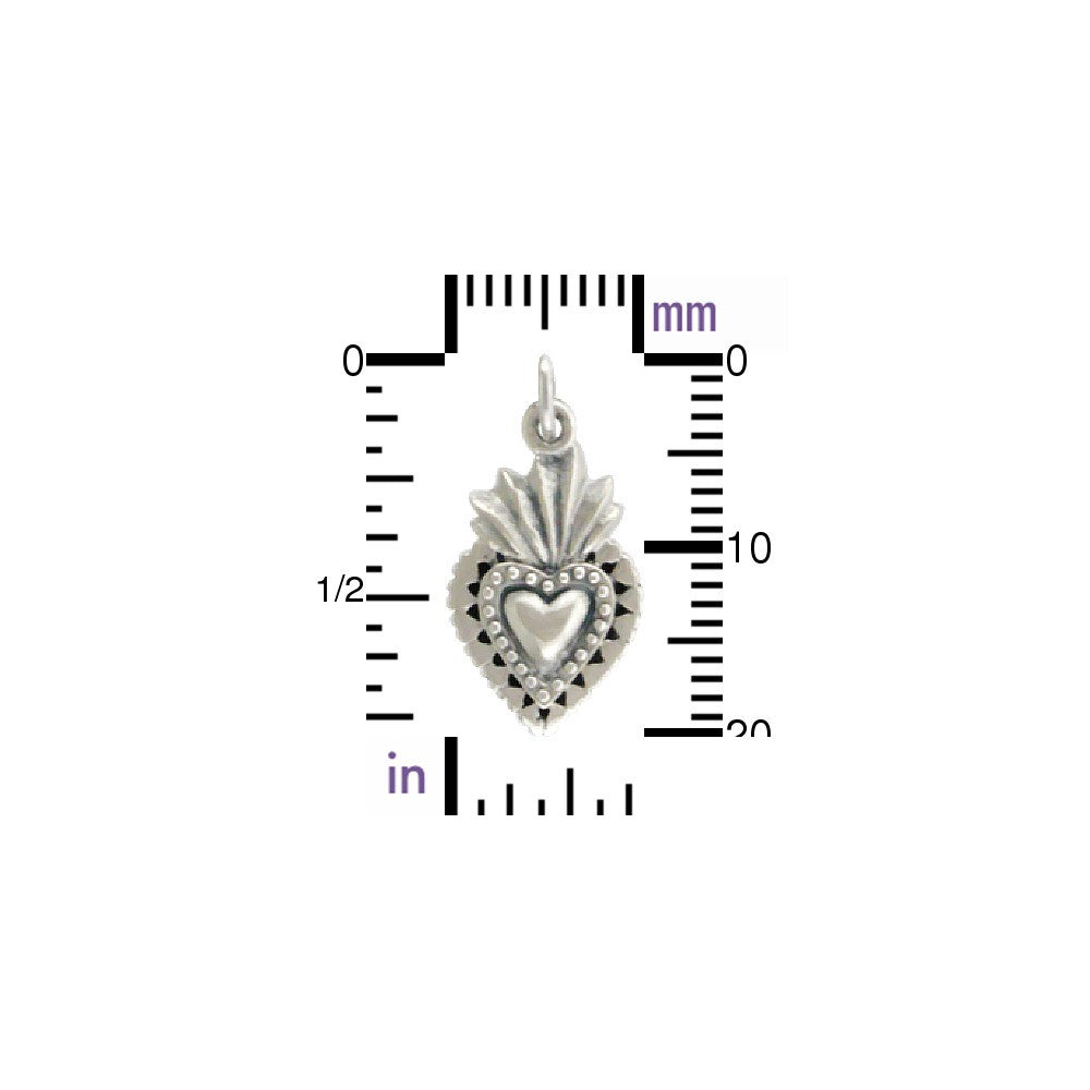 Sterling Silver Sacred Heart Charm - Poppies Beads n' More