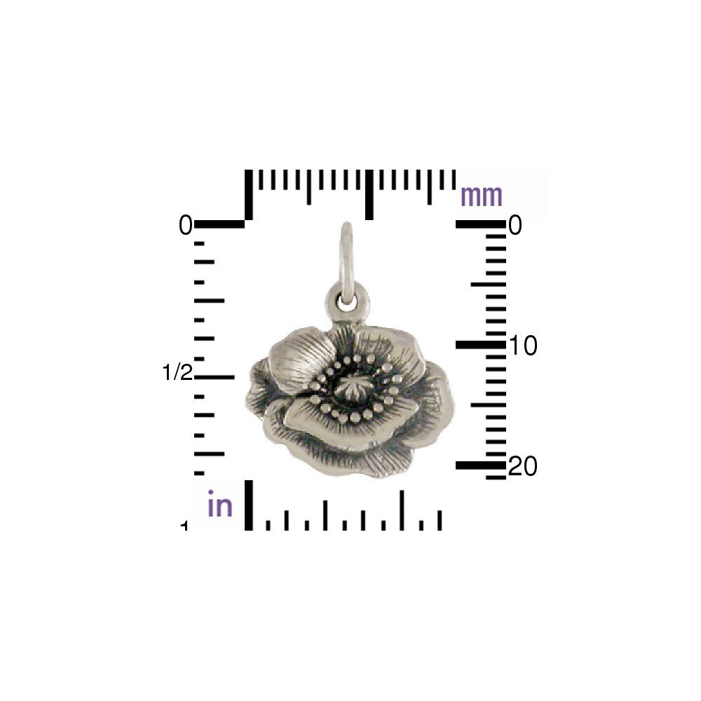 Sterling Silver Poppy Charm - Poppies Beads n' More