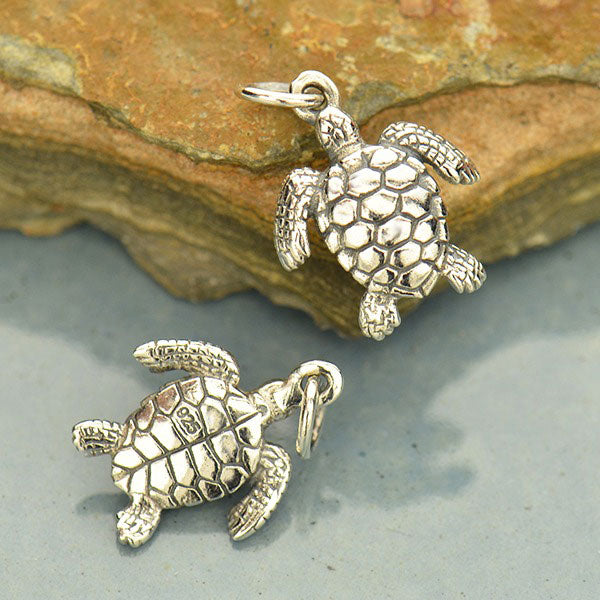 Sterling Silver Sea Turtle Charm - Poppies Beads n' More