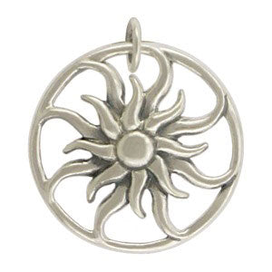 Sterling Silver Openwork Sun Pendant - Poppies Beads n' More