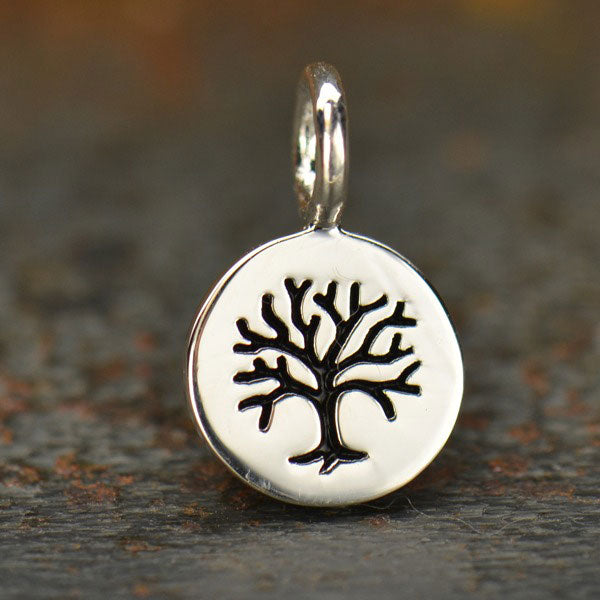 Tree of Life Etched on Round Charm - Poppies Beads n' More