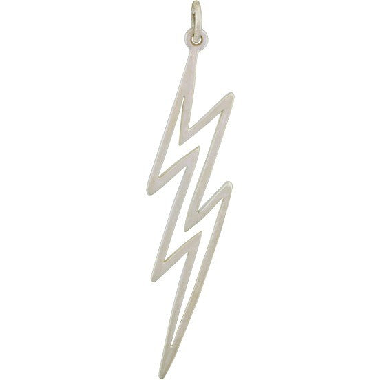 Sterling Silver Lightning Bolt Charm - Openwork - Poppies Beads n' More