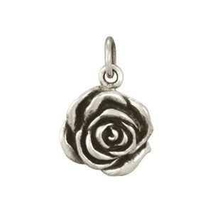 Sterling Silver Rose Charm - Textured - Poppies Beads n' More