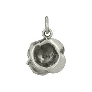 Sterling Silver Rose Charm - Textured - Poppies Beads n' More