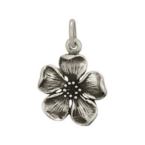 Sterling Silver Cherry Blossom Charm - Poppies Beads n' More