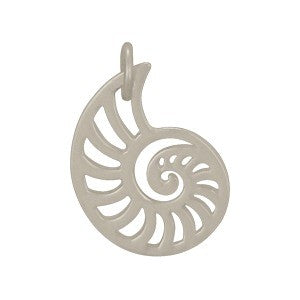 Sterling Silver Openwork Nautilus Charm - Poppies Beads n' More