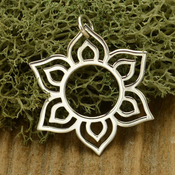 Sunburst Lotus Flower Charm - Poppies Beads n' More