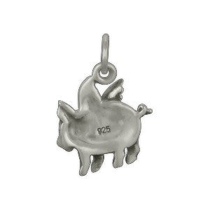 Sterling Silver Flying Pig Charm - Poppies Beads n' More