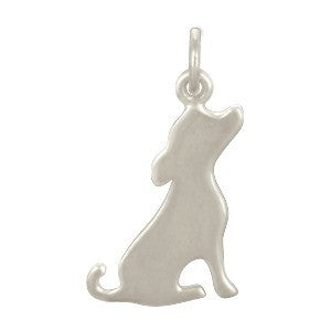 Sterling Silver Silhouetted Puppy Charm - Poppies Beads n' More