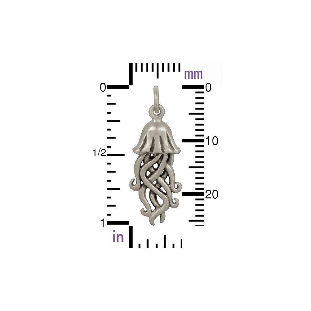 Sterling Silver Jellyfish Charm - Beach Charm - Poppies Beads n' More