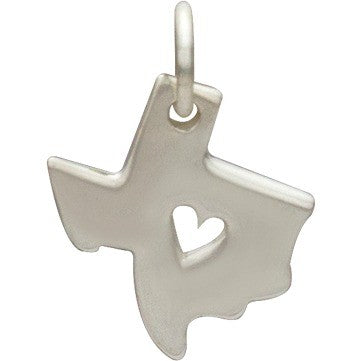 Texas State Charm with Heart Cutout - Poppies Beads n' More