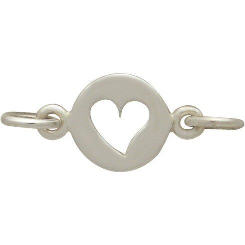 Tiny Sterling Silver Cutout Heart Link - Poppies Beads n' More