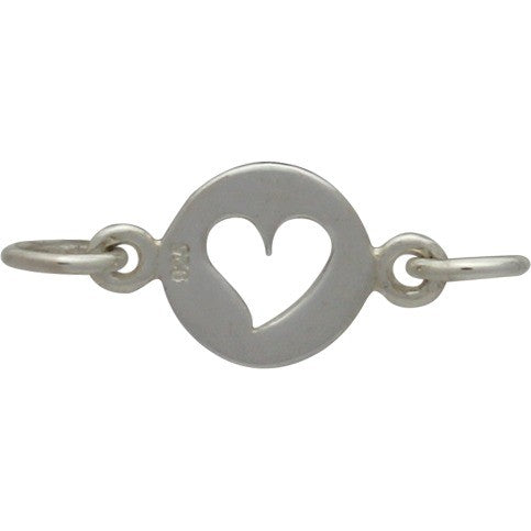 Tiny Sterling Silver Cutout Heart Link - Poppies Beads n' More