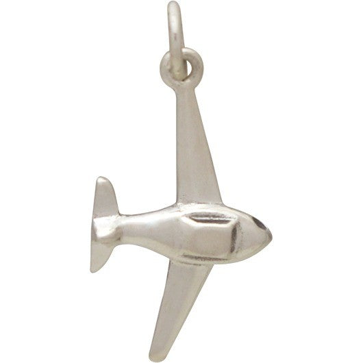 Sterling Silver Airplane Charm - Poppies Beads n' More