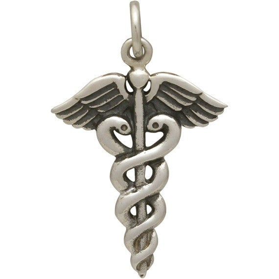 Sterling Silver Medical Staff Charm - Poppies Beads n' More