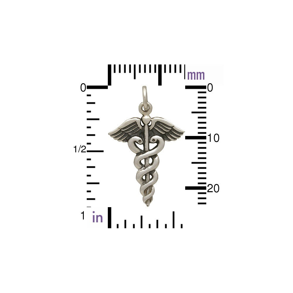 Sterling Silver Medical Staff Charm - Poppies Beads n' More