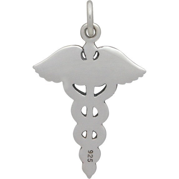 Sterling Silver Medical Staff Charm - Poppies Beads n' More