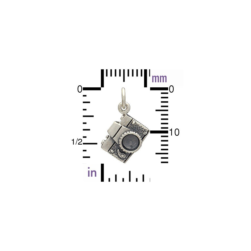 Sterling Silver Camera Charm - Poppies Beads n' More