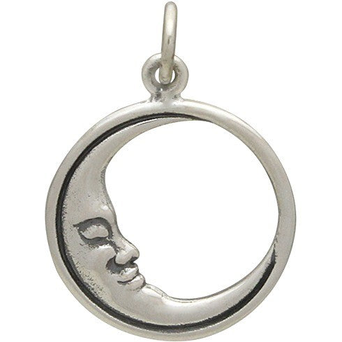 Sterling Silver Sleeping Moon Charm - Poppies Beads n' More