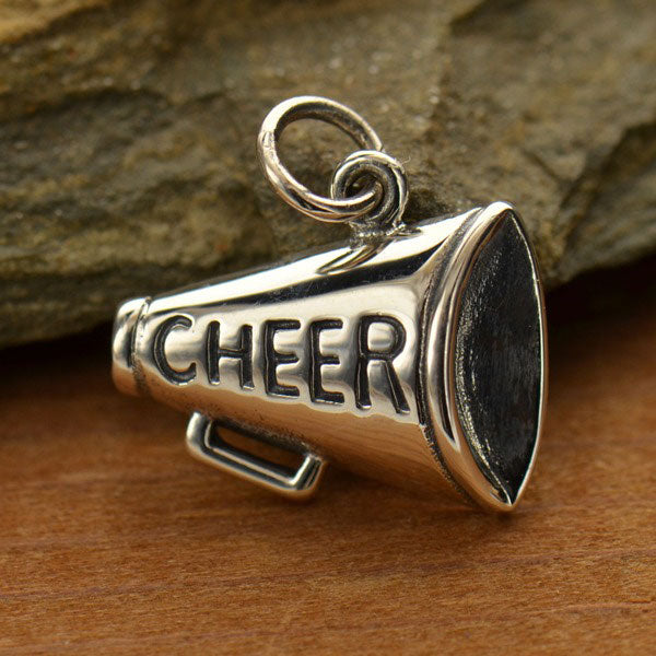 Sterling Silver Cheer Megaphone Charm - Poppies Beads n' More