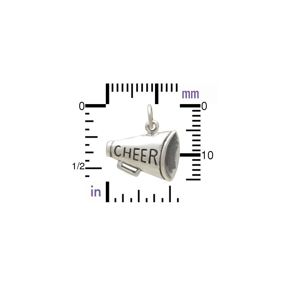 Sterling Silver Cheer Megaphone Charm - Poppies Beads n' More