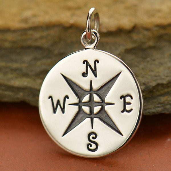 Large Compass Charm - Poppies Beads n' More