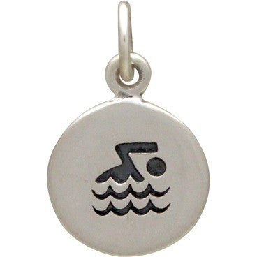 Sterling Silver Swimmer Fitness Charm - Poppies Beads n' More