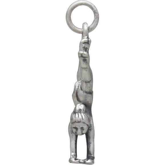 Sterling Silver 3D Gymnast Fitness Charm - Poppies Beads n' More