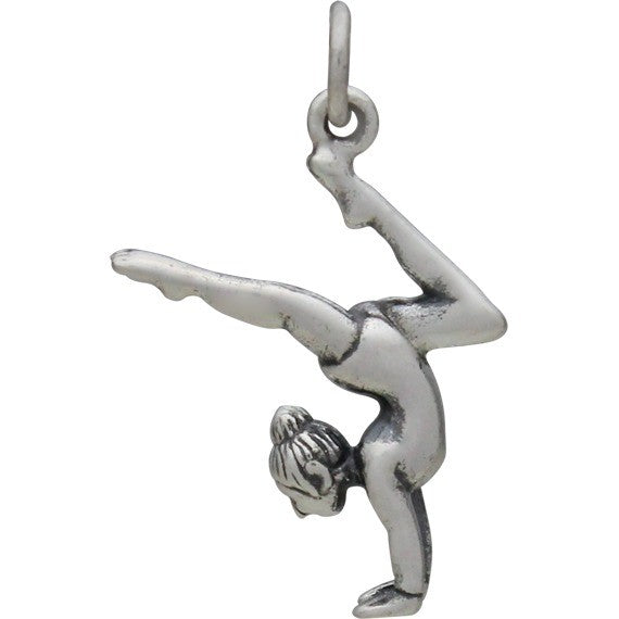 Sterling Silver 3D Gymnast Fitness Charm - Poppies Beads n' More