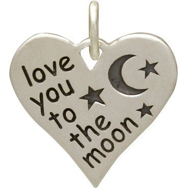 Sterling Silver Message Charm -Love You to the Moon - Poppies Beads n' More