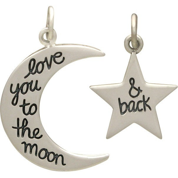 Sterling Silver Love You to the Moon and Back Star Set - Poppies Beads n' More