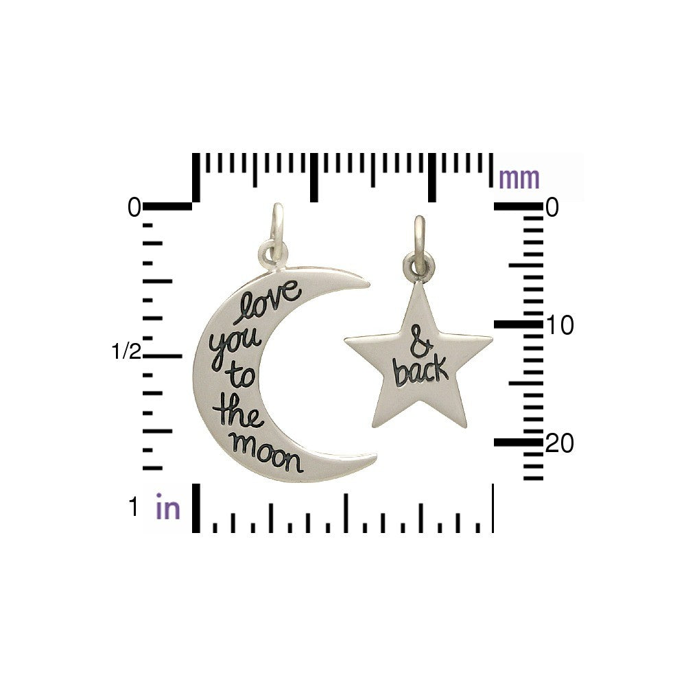 Sterling Silver Love You to the Moon and Back Star Set - Poppies Beads n' More