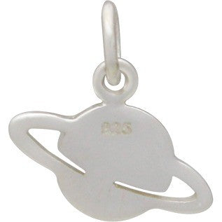 Sterling Silver Cut Out Saturn Charm - Poppies Beads n' More